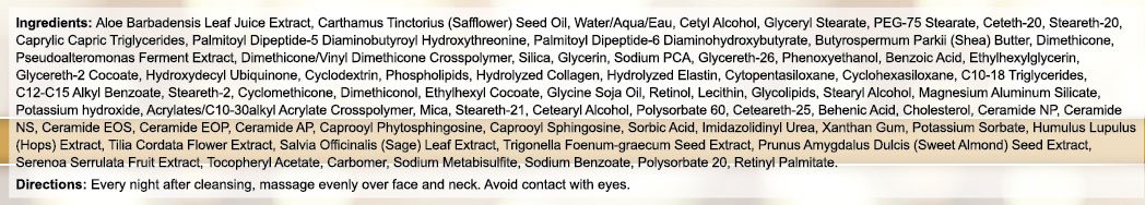 Seven Nutrition Anti-Aging Skin Care Label