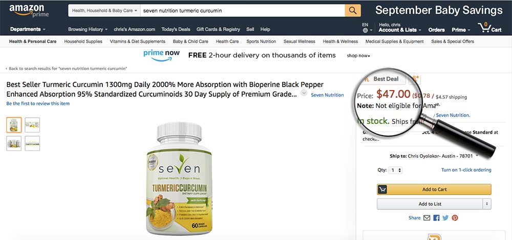 Turmeric Amazon Pricing $47